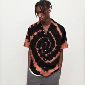 All Saints Hades Cotton Tropical tie-dye relaxed, fit button-down Hawaiian shirt